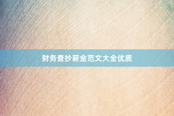 财务查抄薪金范文大全优质